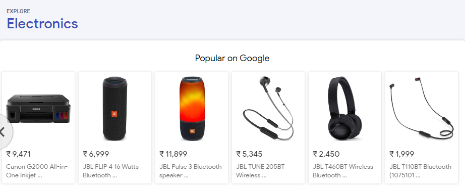 google shopping electronics suggestions