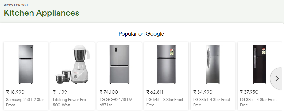 google shopping kitchen appliances suggestions