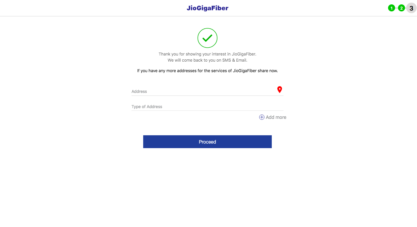 Registration Completed Jio Gigafiber