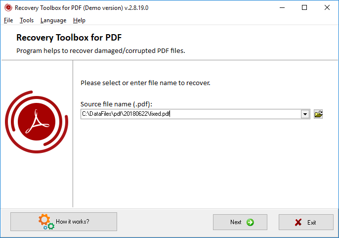 Recovery Tool For PDF (Demo Version)
